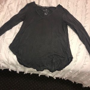 long sleeve cage front t shirt